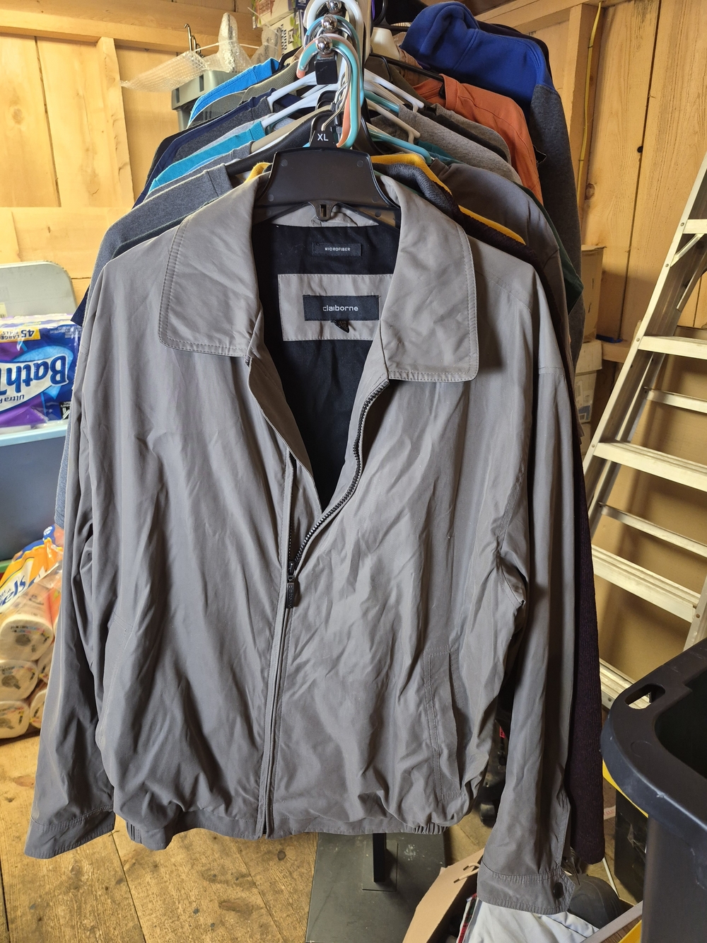 Claiborne Men's Lightweight Taupe Zip-Front Jacket Bin 43